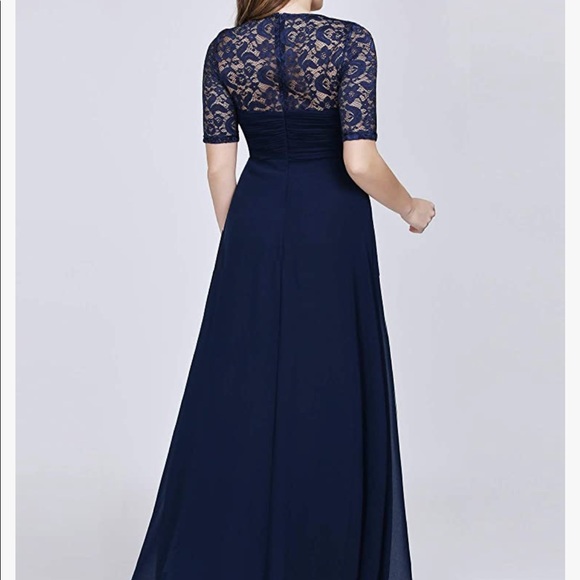Navy Blue floor length evening gown - Picture 3 of 7
